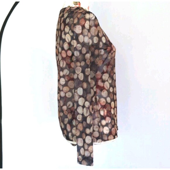Waggon Paris Y2K Long Sleeve Sheer Top Bokeh Sz 42 US Medium 90s Retro Brown EUC - Picture 7 of 11